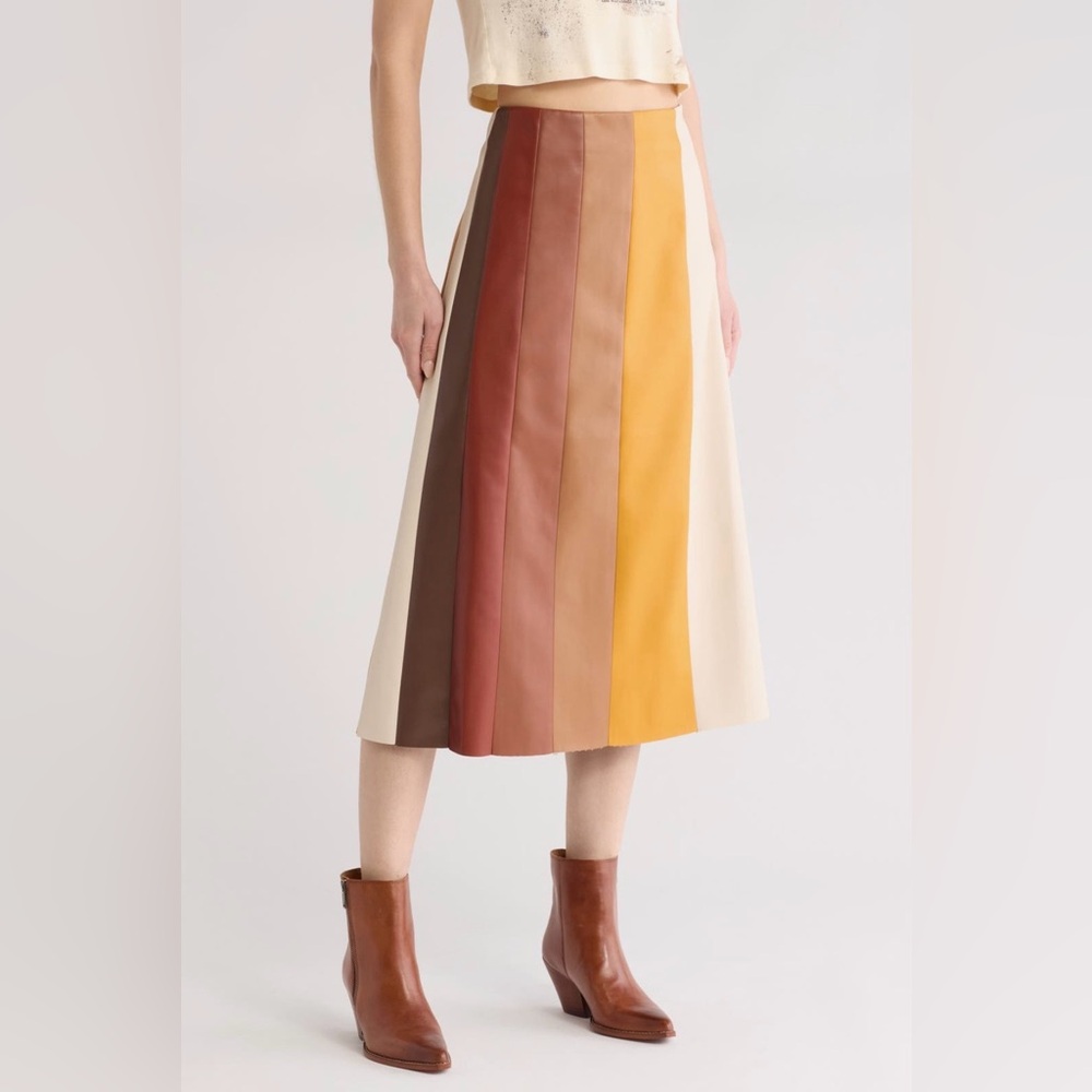 NEW Mother The Bits And Pieces Faux Leather Midi Skirt XS NEW